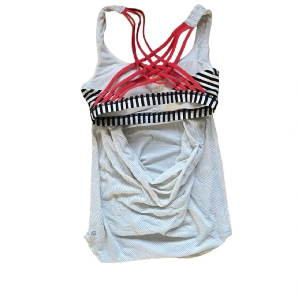 Lululemon Wild Tank Angel Wing/Narrow bold stripe black angel wing/alarming 6
